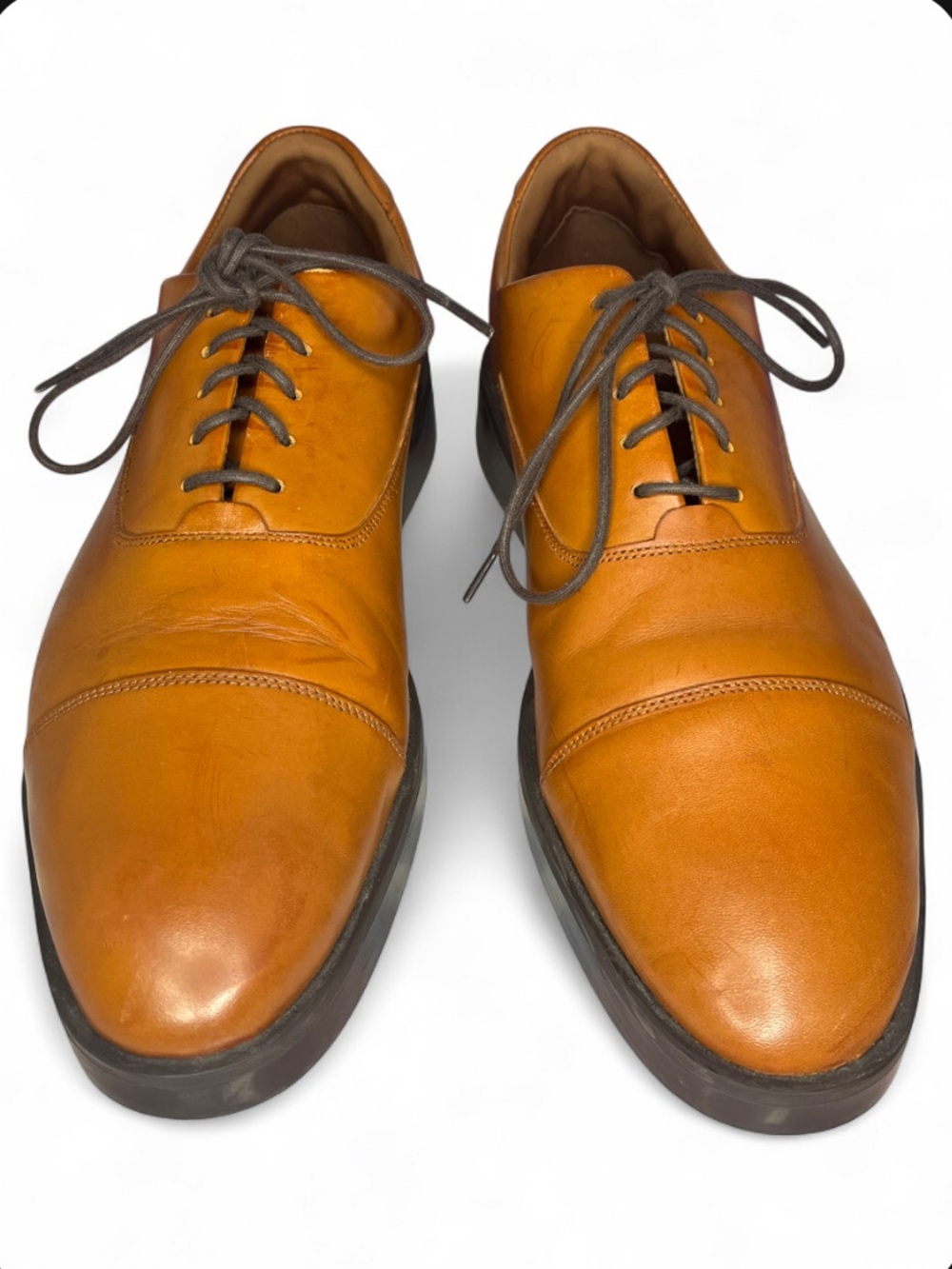 Wolf & Shepherd Honey Brown Cap Toe Lace Up Leather Oxford Dress Casual Shoes 11